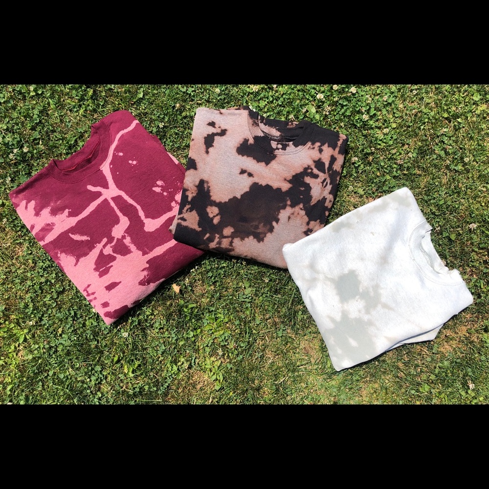 custom reverse tie dyed sweatshirts!!